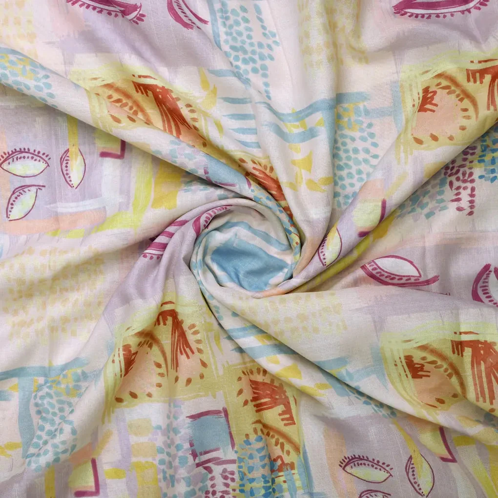 Abstract Art Printed Linen Fabric - Image 3