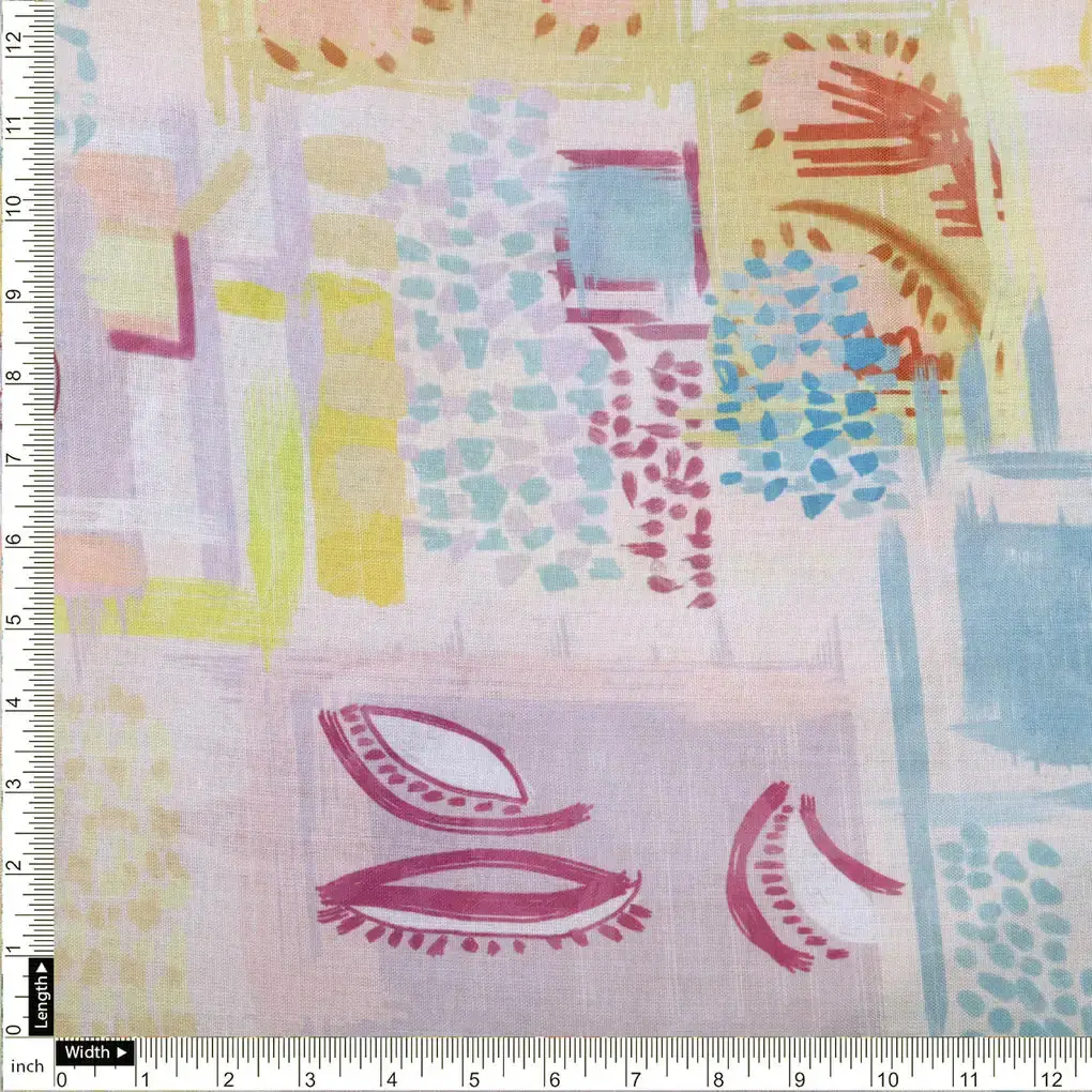 Abstract Art Printed Linen Fabric - Image 4