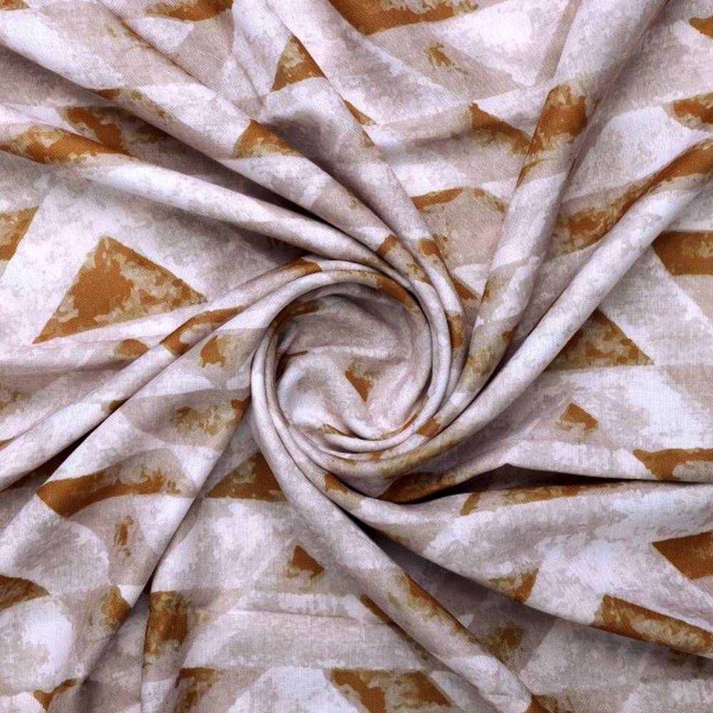 Abstract Chevron Print Earthy Toned Linen Feel Fabric - Image 2
