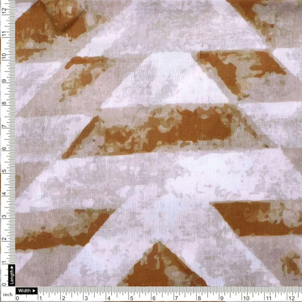 Abstract Chevron Print Earthy Toned Linen Feel Fabric - Image 4