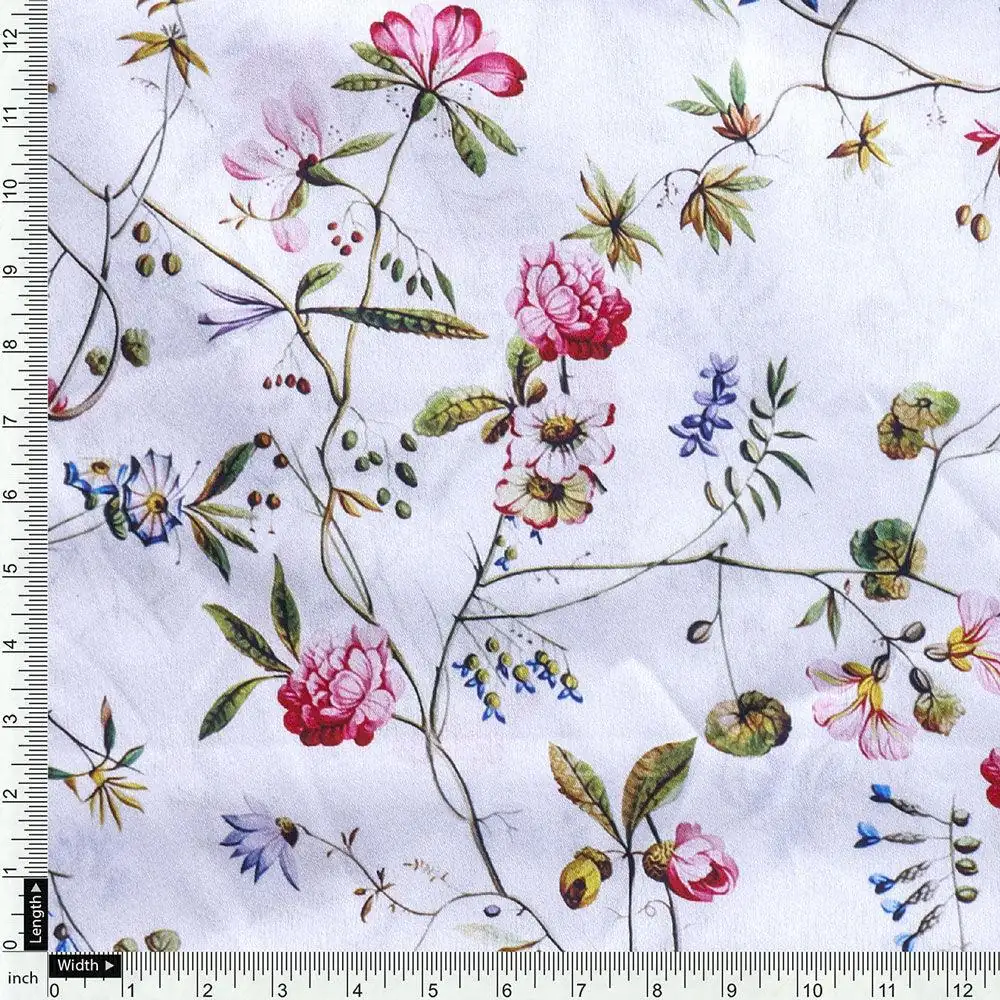 Abstract Colourful Flower Art Digital Printed Fabric - Japan Satin - Image 4