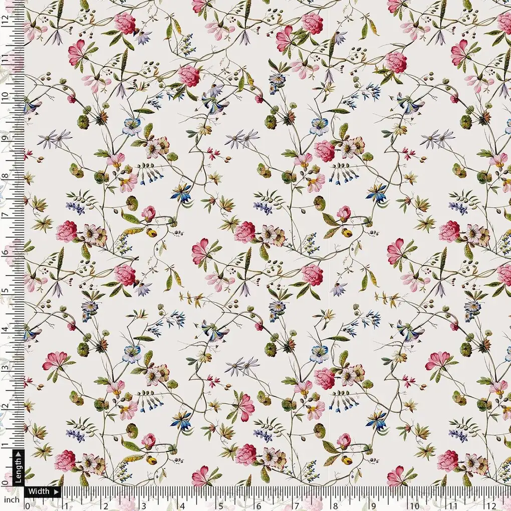 Abstract Colourful Flower Art Digital Printed Fabric - Kora Silk - Image 4