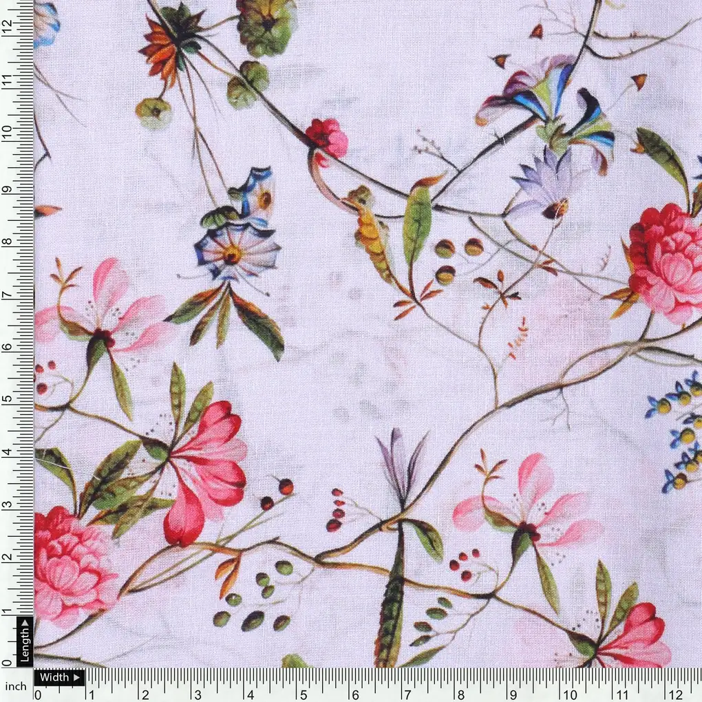 Abstract Colourful Flower Art Digital Printed Fabric - Cotton - Image 4