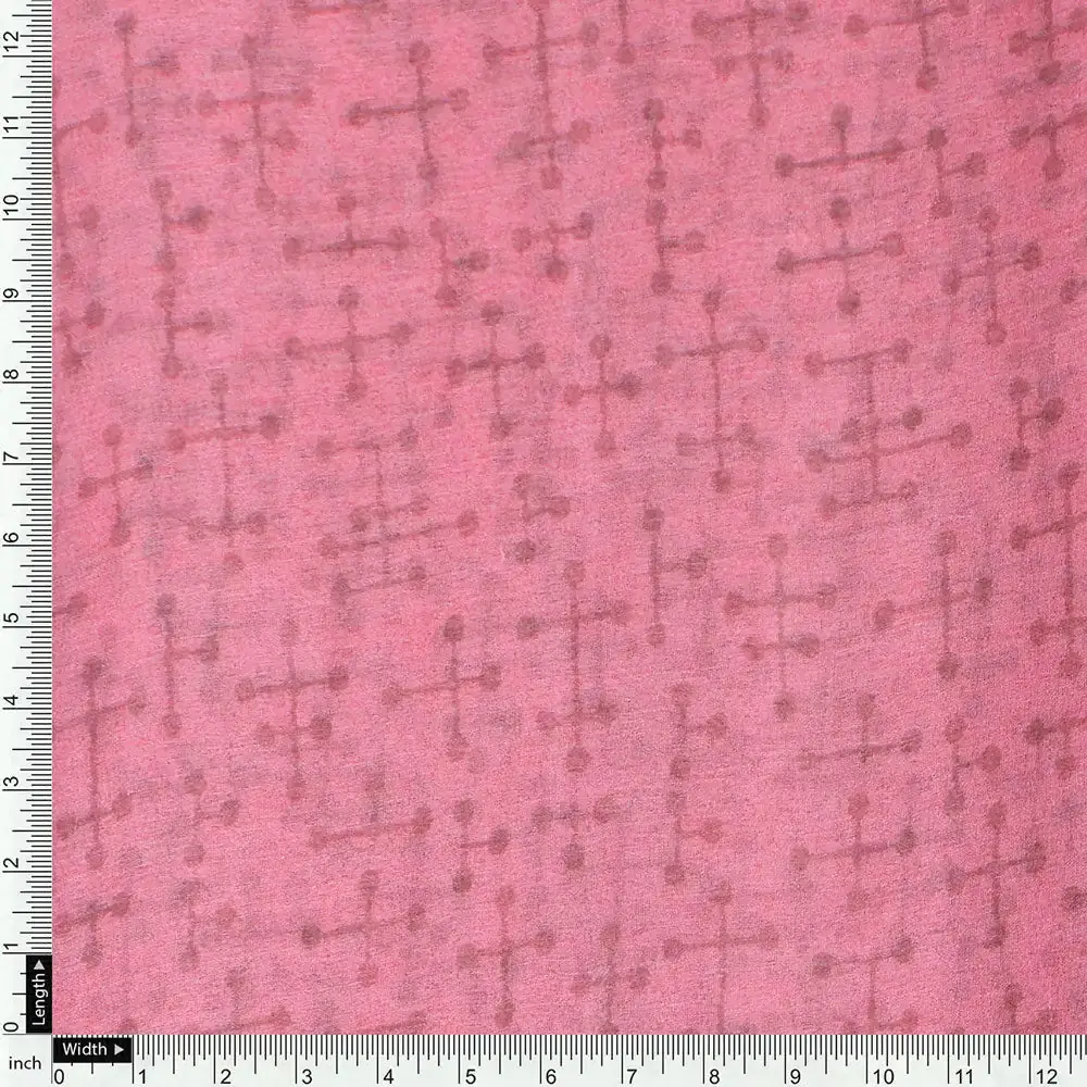 Abstract digital printed peach chiffon fabric from FAB VOGUE Studio - Image 4