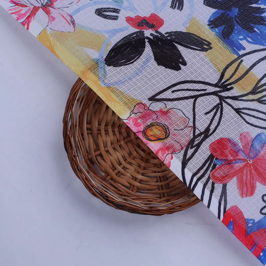 Abstract Floral Printed Kota Doria Fabric - Image 2