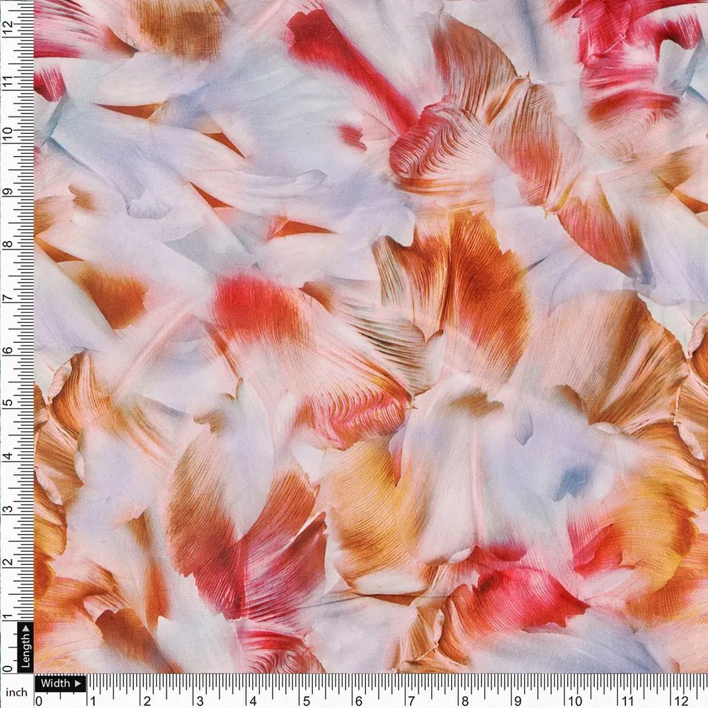 Abstract Floral Printed Satin Fabric - Image 4