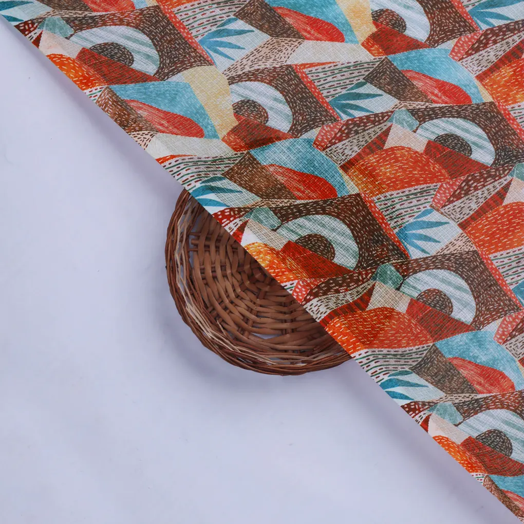 Abstract Geometric Kota Doria Fabric - Image 2