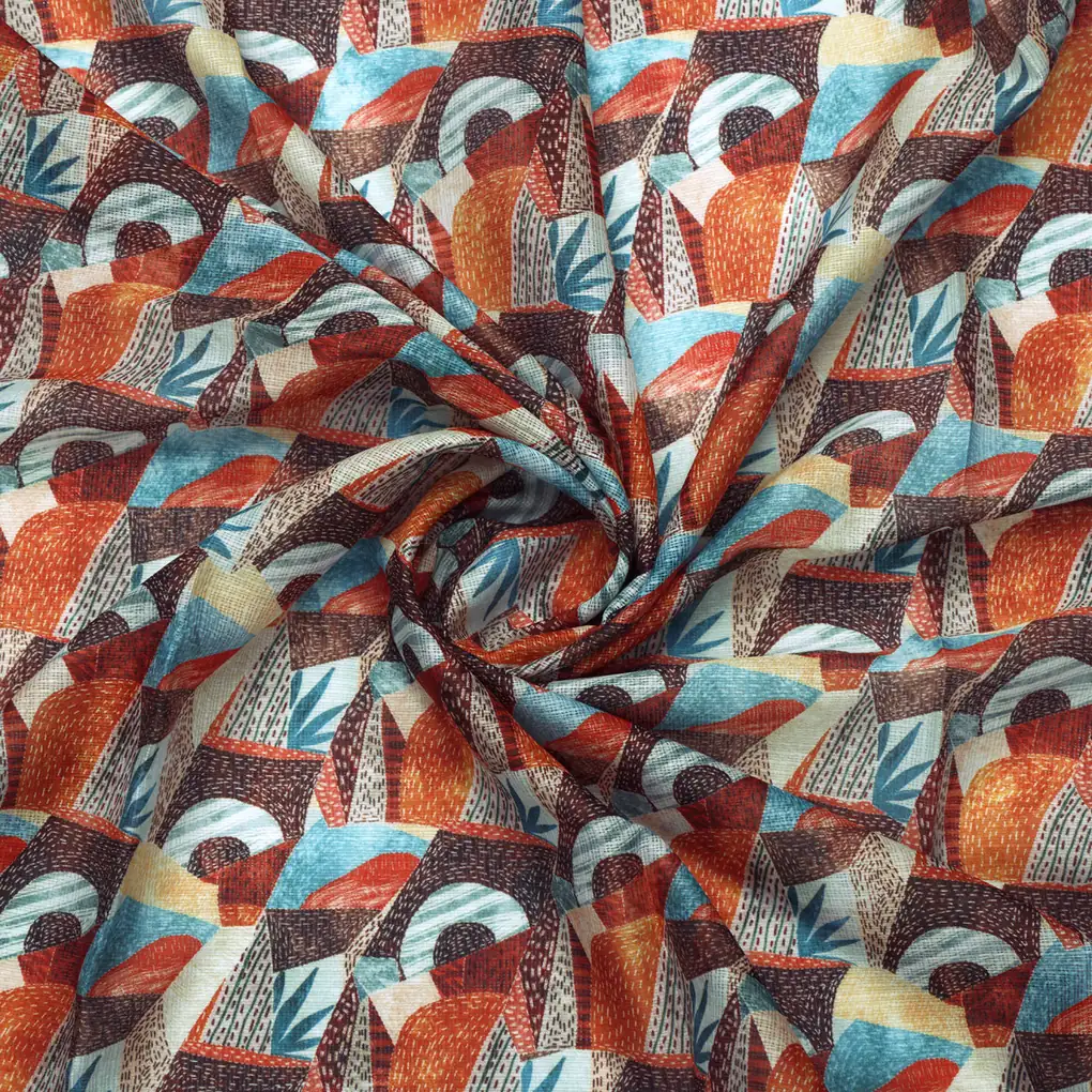 Abstract Geometric Kota Doria Fabric - Image 3