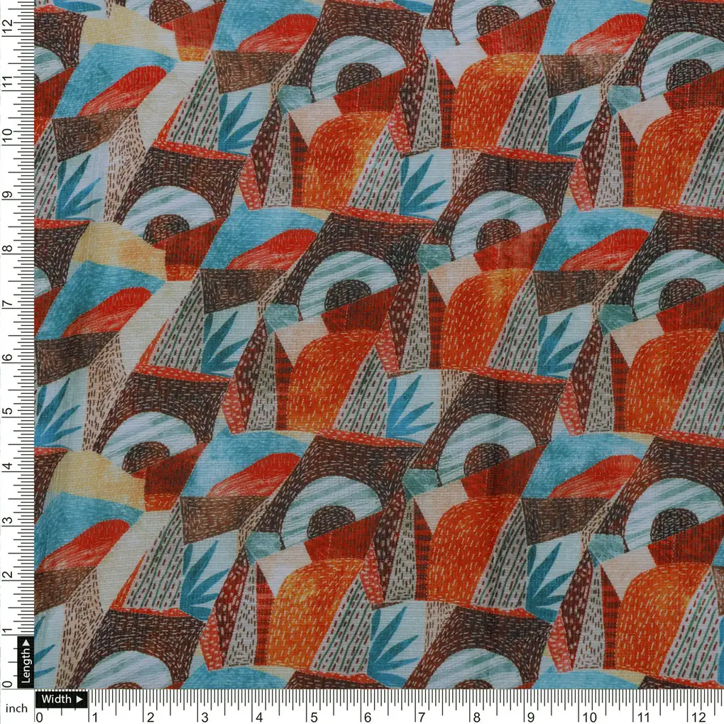 Abstract Geometric Kota Doria Fabric - Image 4