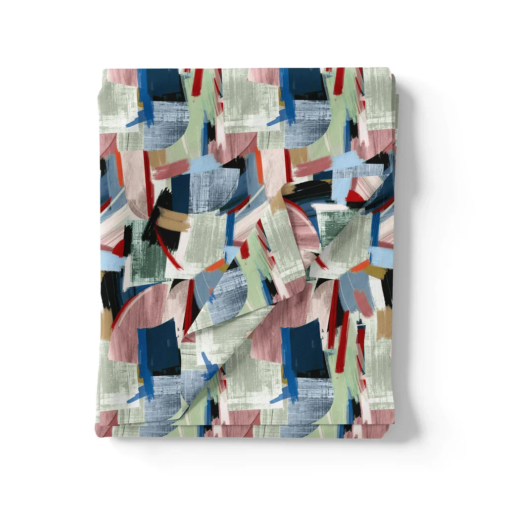 Abstract Multicolour Art Shape Digital Printed Fabric - Image 3