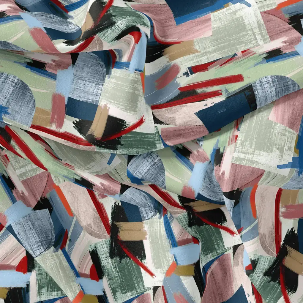 Abstract Multicolour Art Shape Digital Printed Fabric - Image 4