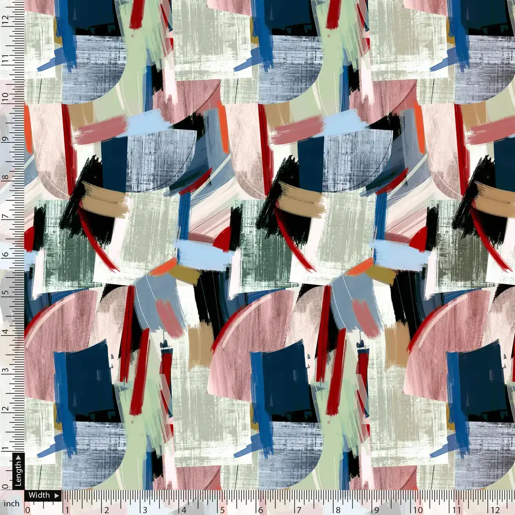 Abstract Multicolour Art Shape Digital Printed Fabric - Image 5