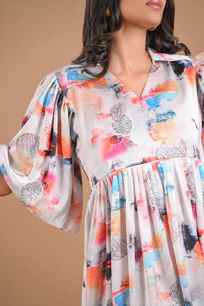 Abstract Print Casual Dress - Image 2