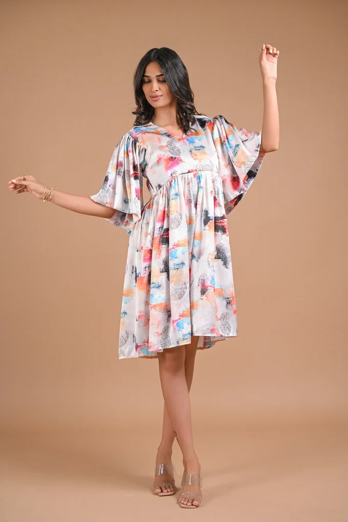 Abstract Print Casual Dress - Image 3