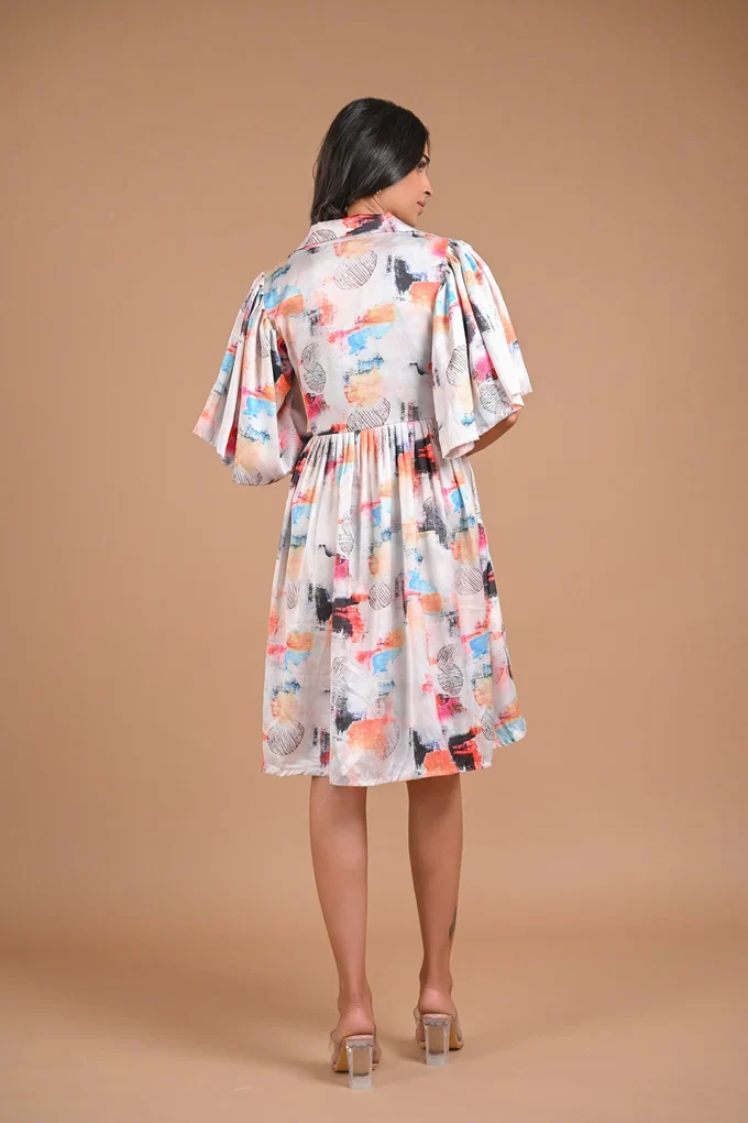 Abstract Print Casual Dress - Image 4