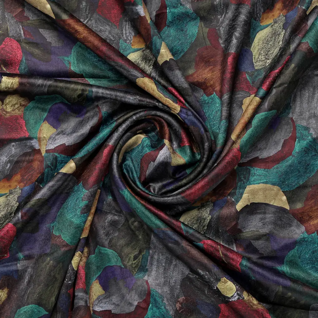 Abstract Printed Velvet Fabric - Image 2