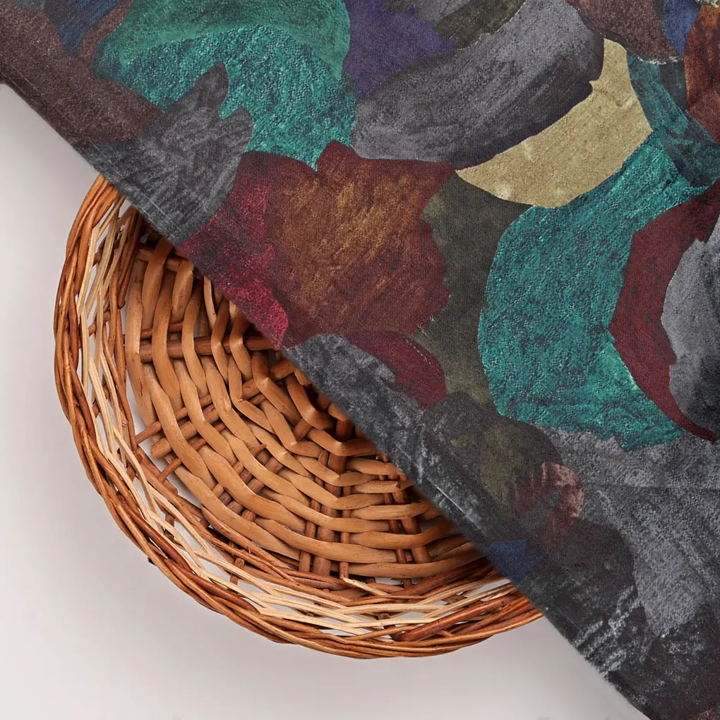 Abstract Printed Velvet Fabric - Image 3