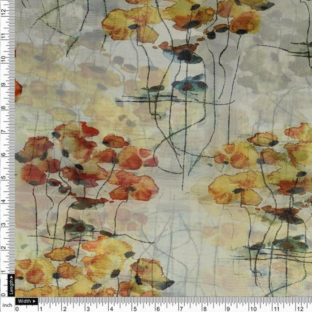 Abstract Watercolour Floral Sketch Organza Fabric - Image 4