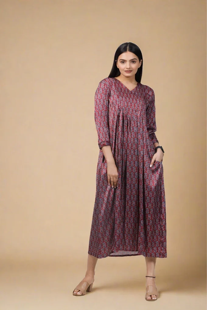 Ajrak Rust Print Maxi Dress - Image 2
