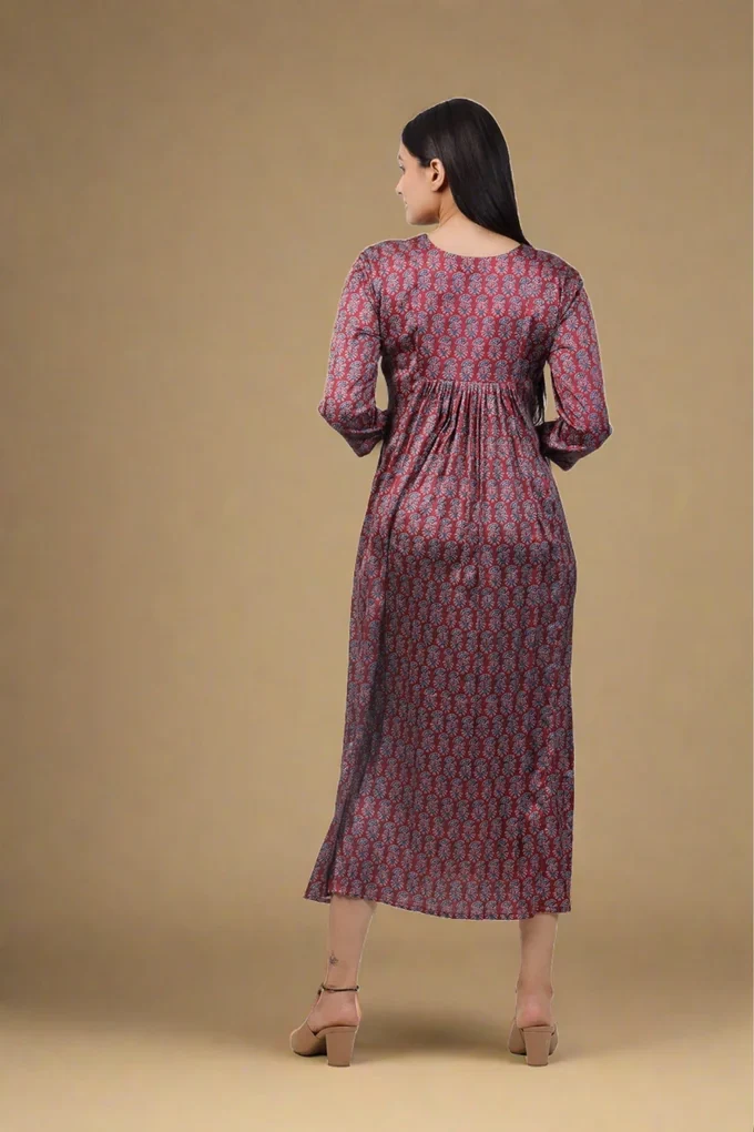 Ajrak Rust Print Maxi Dress - Image 4