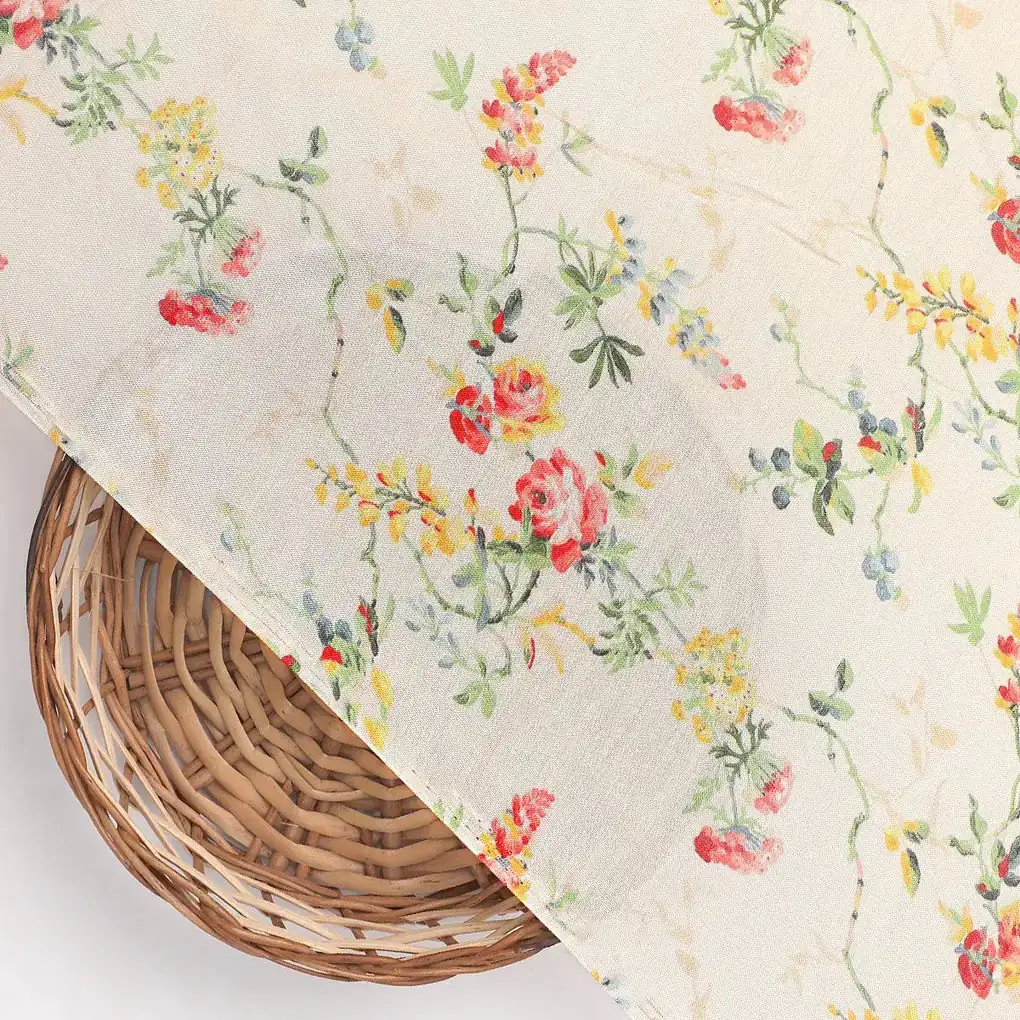 Green Floral Pure Muslin Printed Fabric Material - Image 2