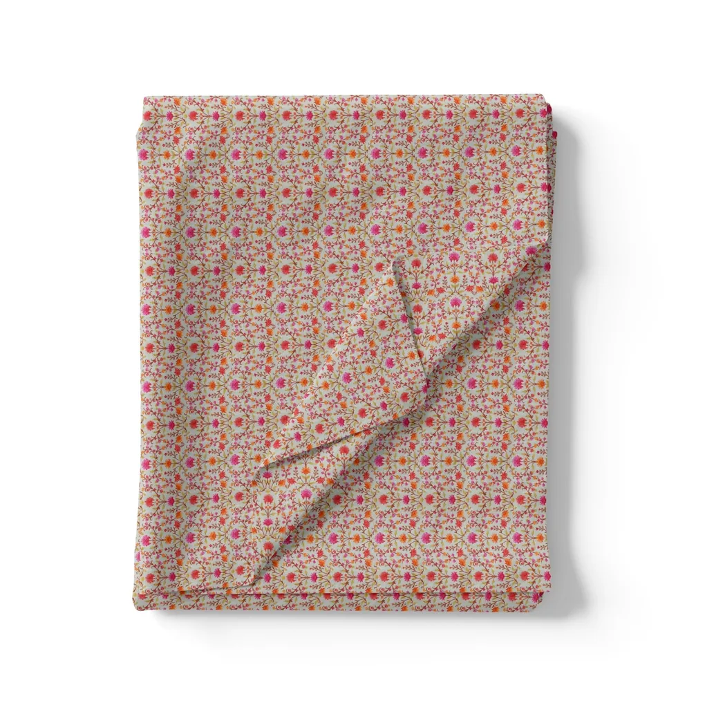 Art Nouveau Pink And Orange Flower Digital Printed Fabric - Image 3