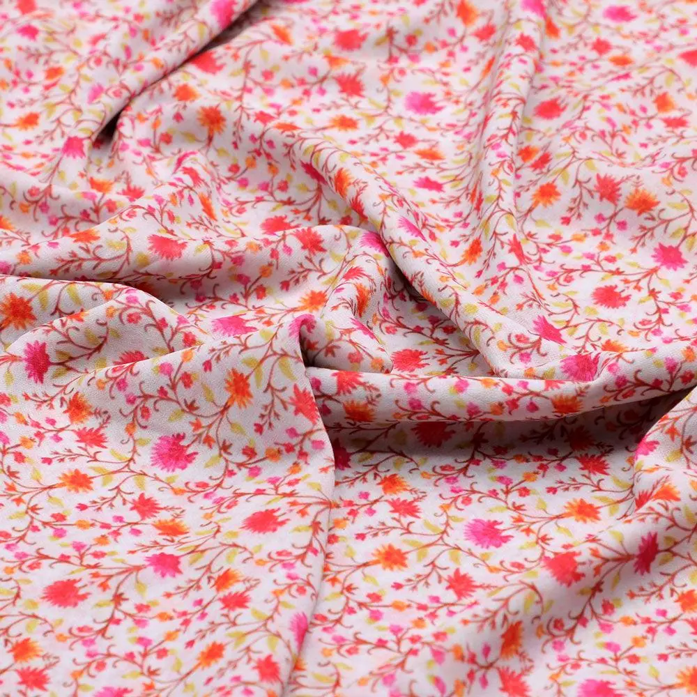 Art Nouveau Pink And Orange Flower Digital Printed Fabric - Weightless - Image 2