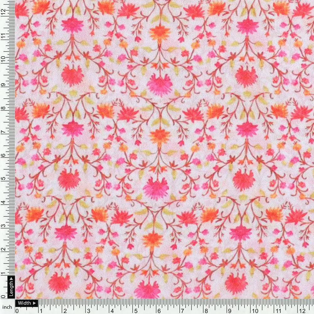 Art Nouveau Pink And Orange Flower Digital Printed Fabric - Weightless - Image 4