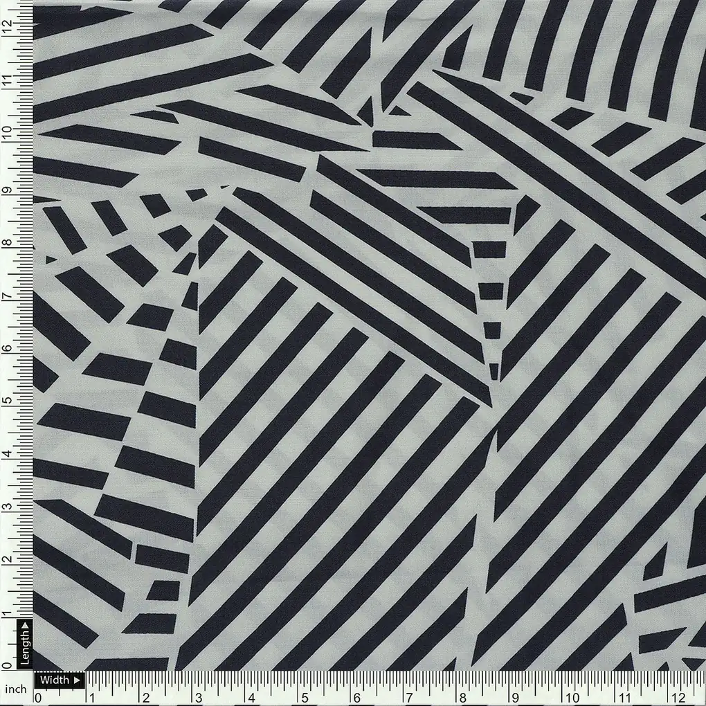 Attractive Black Strips With Bone Colour Digital Printed Fabric - Muslin - Image 4