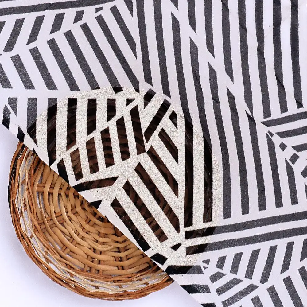 Attractive Black Strips With Bone Colour Digital Printed Fabric - Pure Georgette - Image 2