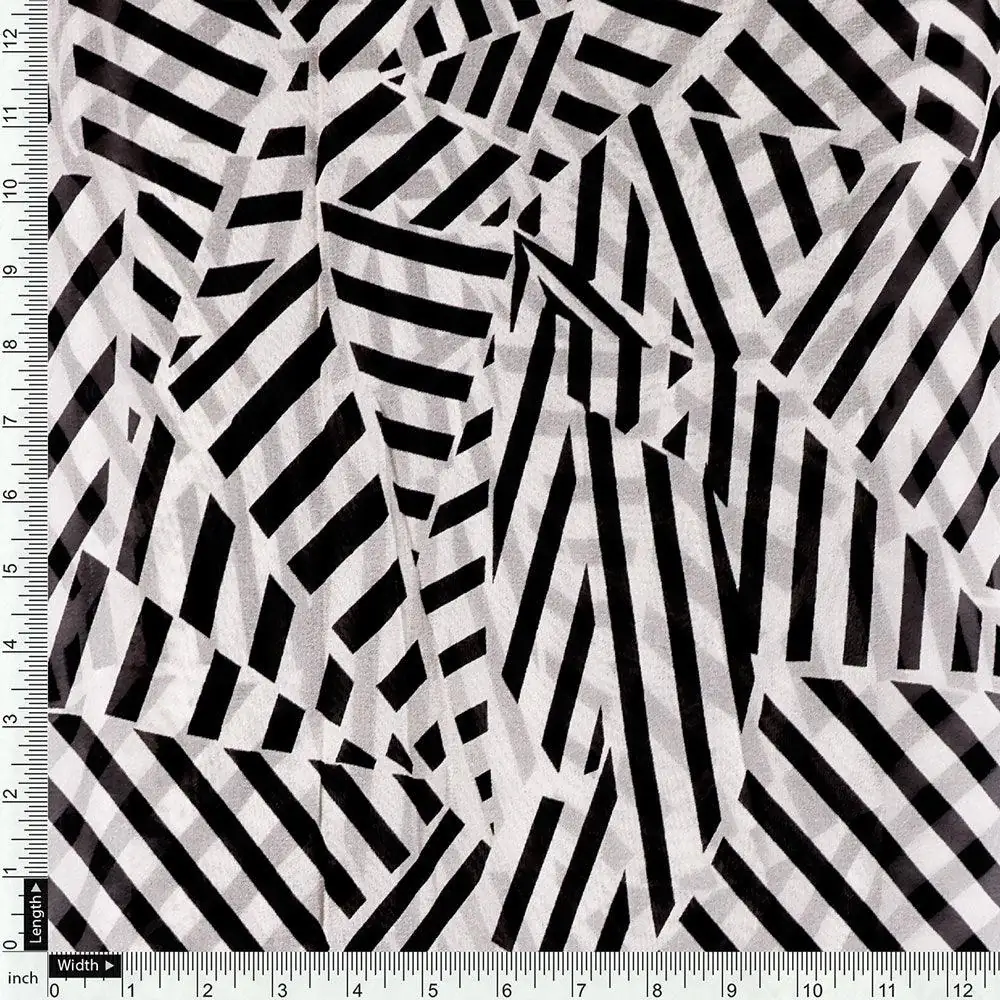 Attractive Black Strips With Bone Colour Digital Printed Fabric - Pure Georgette - Image 4