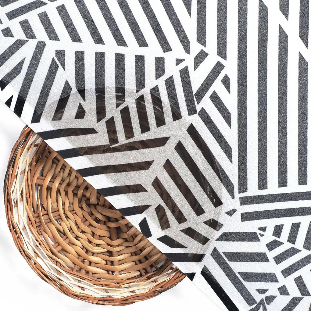 Attractive Black Strips With Bone Colour Digital Printed Fabric - Weightless - Image 2