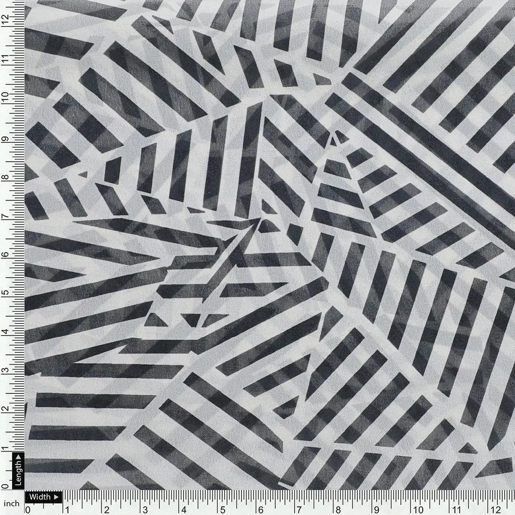 Attractive Black Strips With Bone Colour Digital Printed Fabric - Weightless - Image 4
