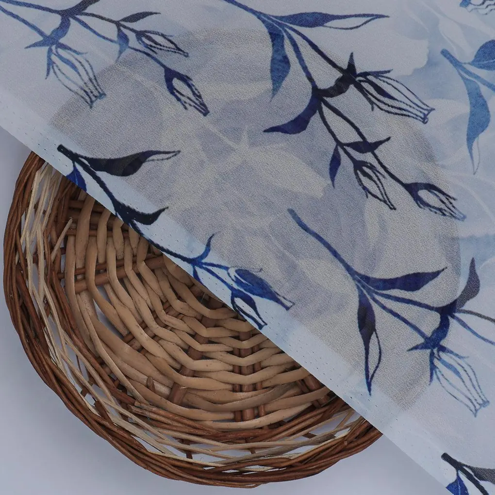Attractive Blue Bud Water Paint Shadow Digital Printed Fabric - Weightless - Image 2