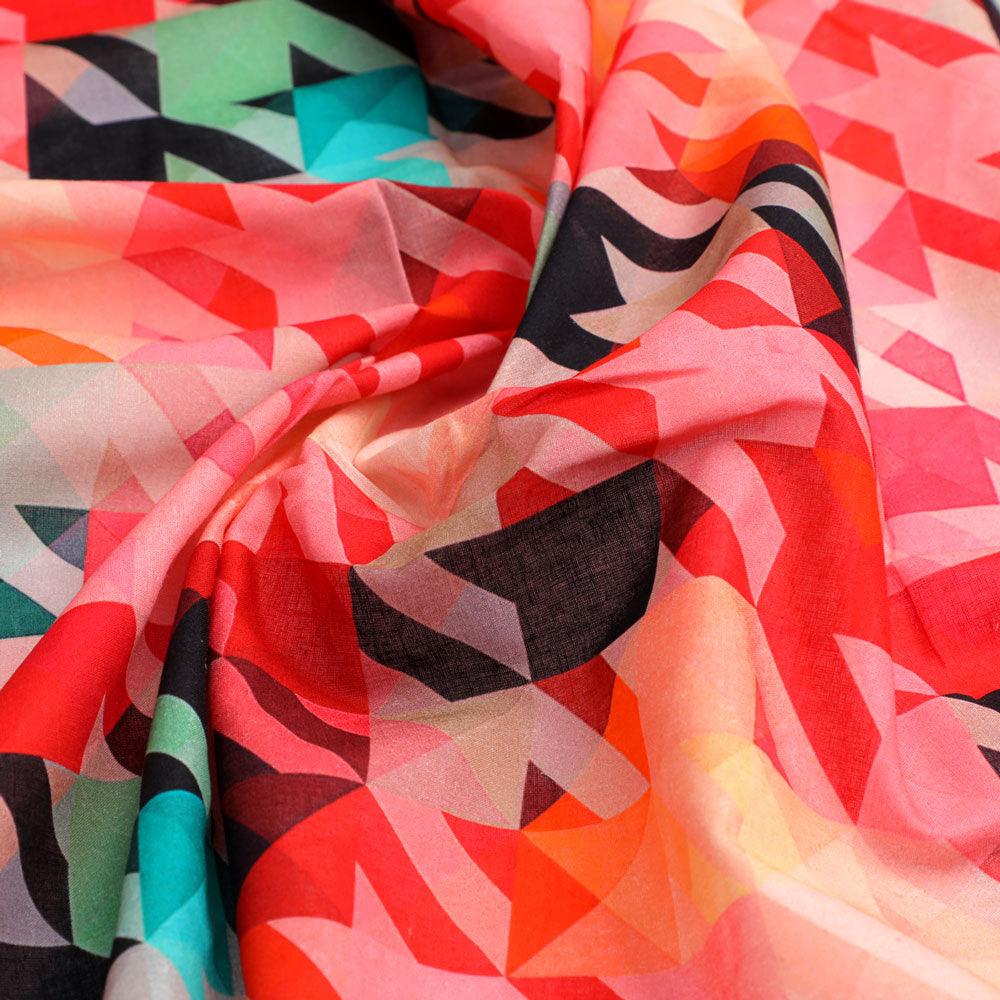 Attractive Multicolor Abstract Pattern Digital Printed Fabric - Pure Cotton - Image 3