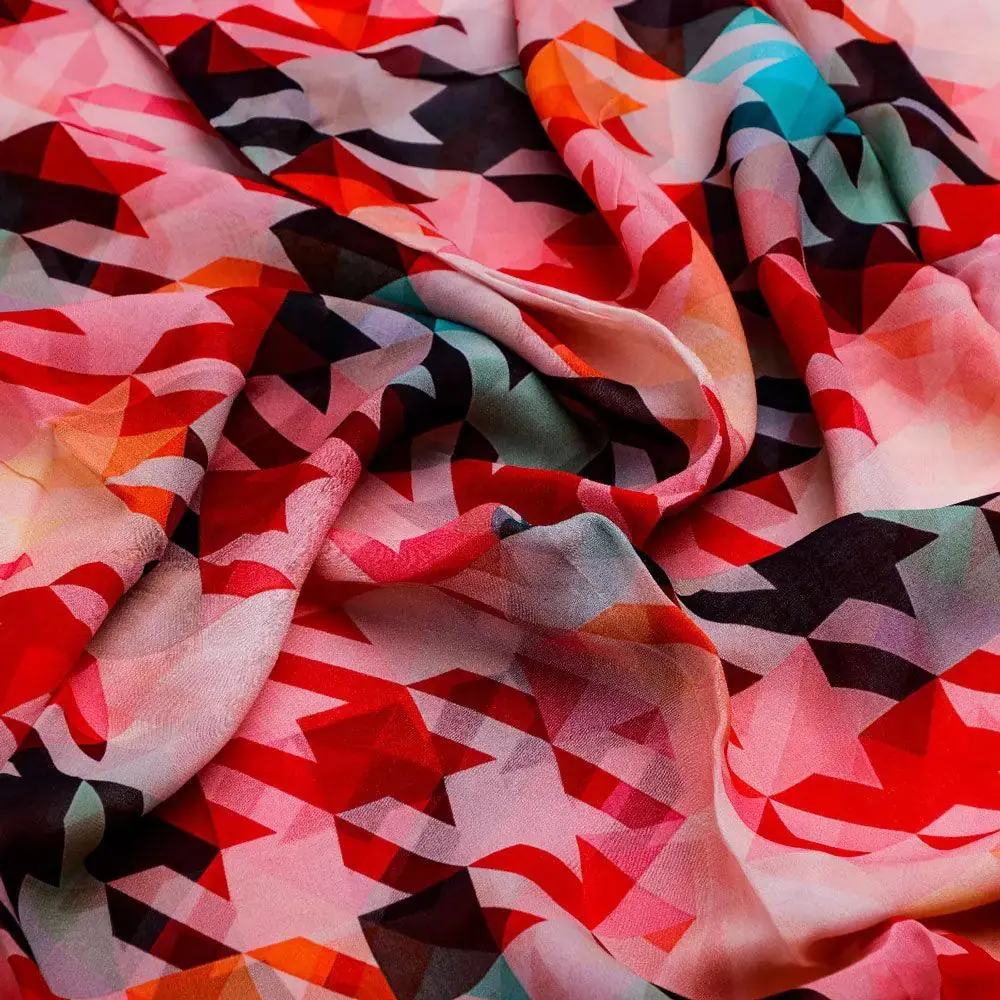 Attractive Multicolor Abstract Pattern Digital Printed Fabric - Pure Georgette - Image 3