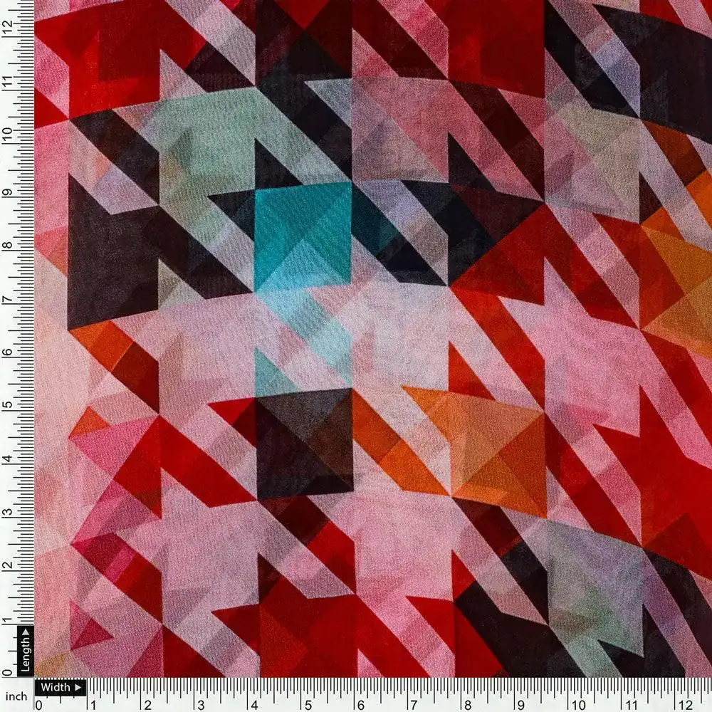 Attractive Multicolor Abstract Pattern Digital Printed Fabric - Pure Georgette - Image 4