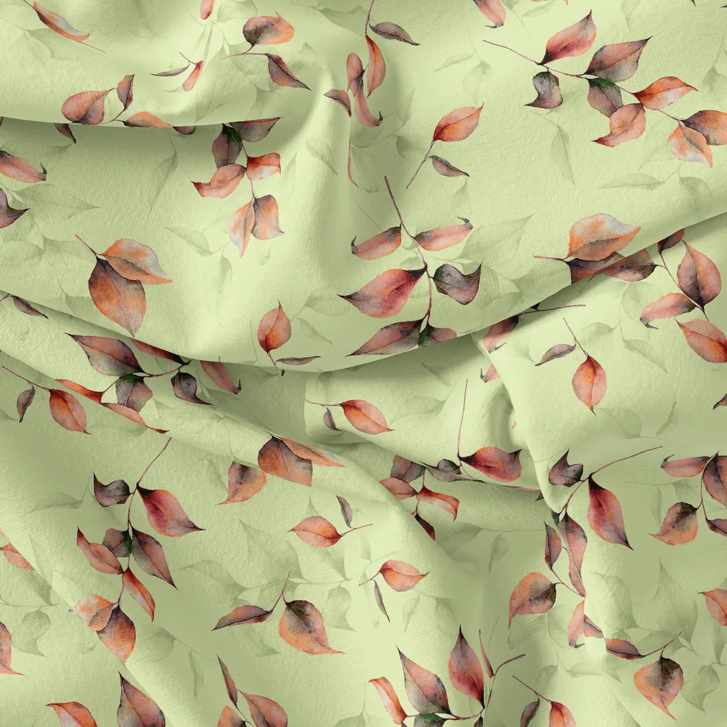 Attractive Orange Gradient Leaves Digital Printed Fabric - Image 4