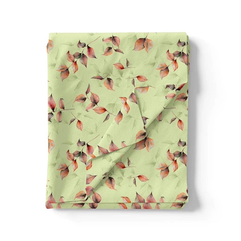 Attractive Orange Gradient Leaves Digital Printed Fabric - Image 5