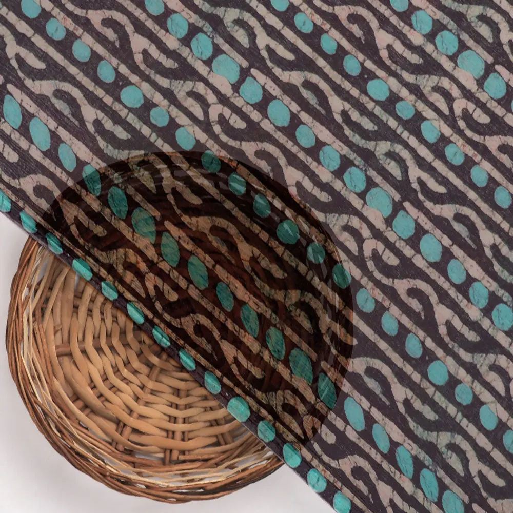 Attractive Polka Dot With Strips Digital Printed Fabric - Pure Chiffon - Image 3