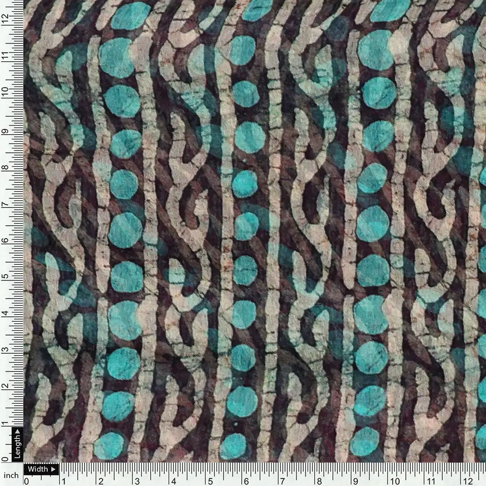 Attractive Polka Dot With Strips Digital Printed Fabric - Pure Chiffon - Image 4