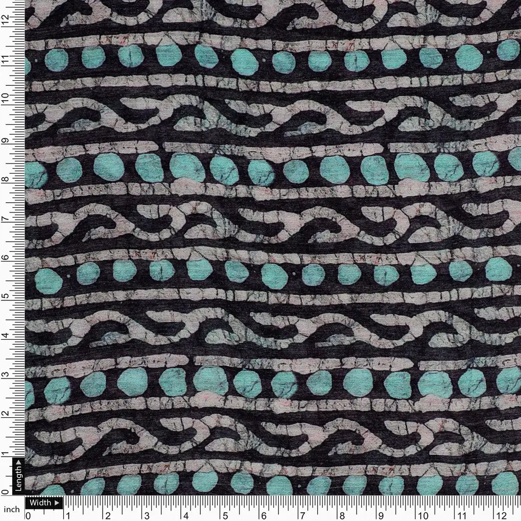Attractive Polka Dot With Strips Digital Printed Fabric - Pure Chinon - Image 4