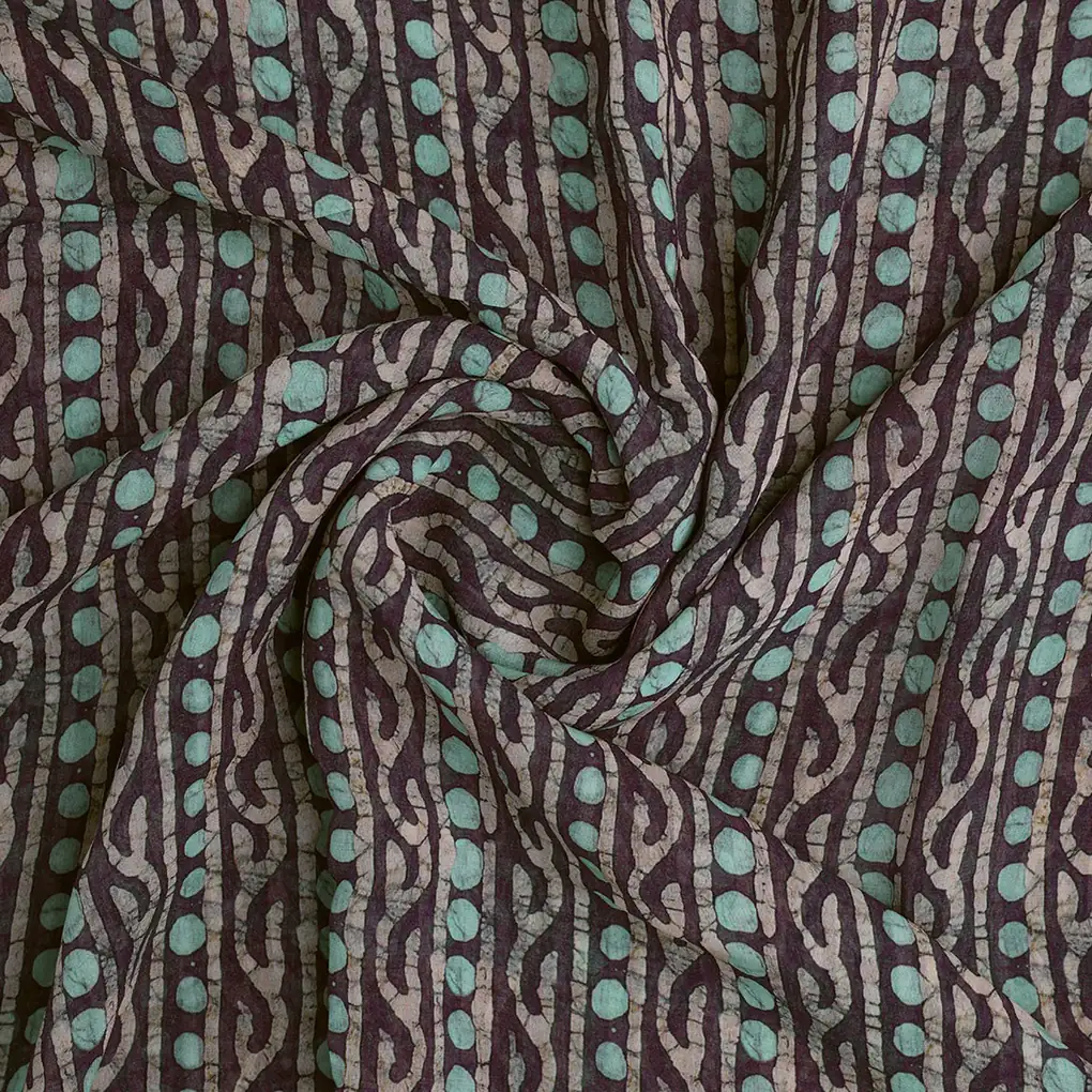 Attractive Polka Dot With Strips Digital Printed Fabric - Pure Georgette - Image 2