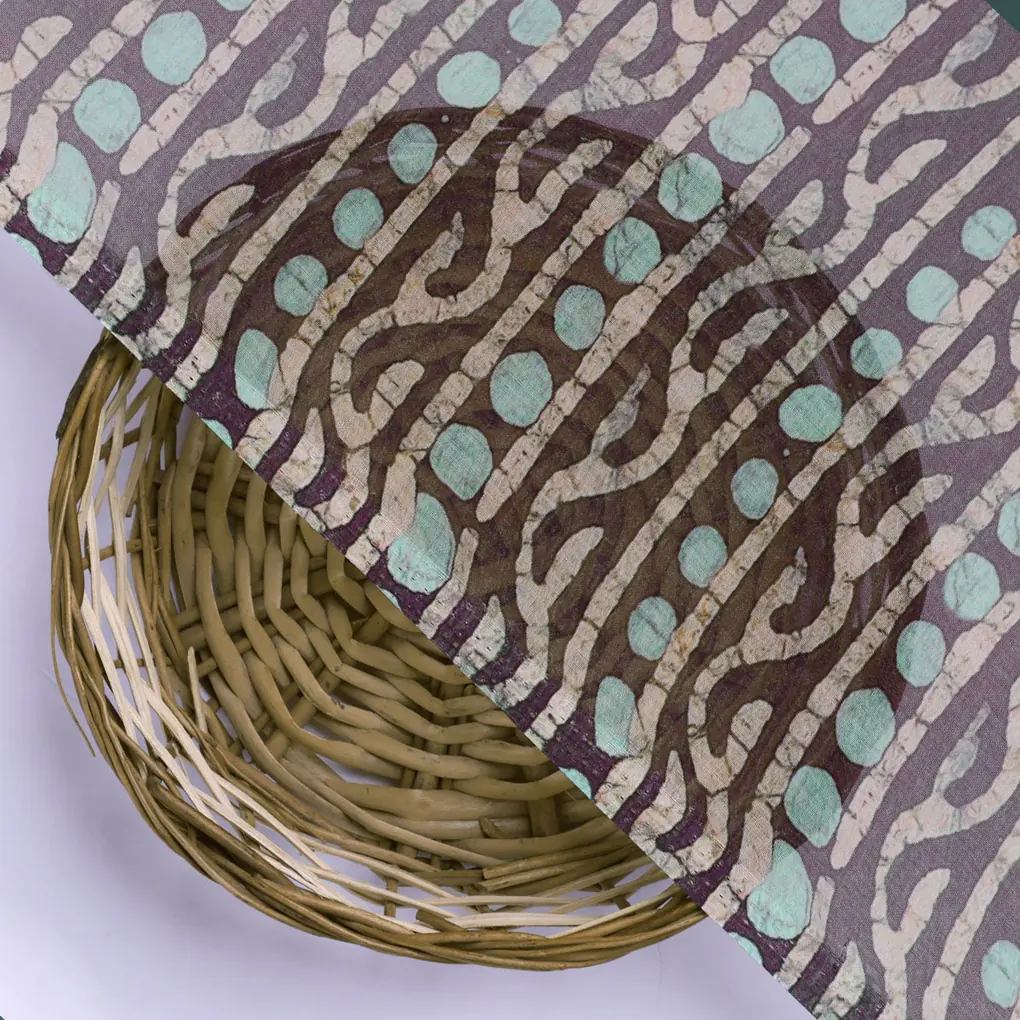 Attractive Polka Dot With Strips Digital Printed Fabric - Pure Georgette - Image 3