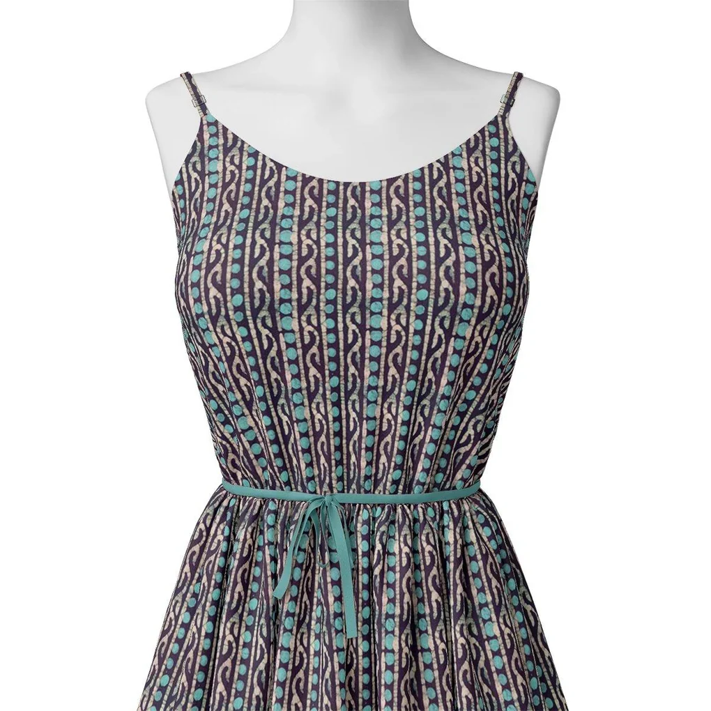 Attractive Polka Dot With Strips Digital Printed Fabric - Weightless - Image 2