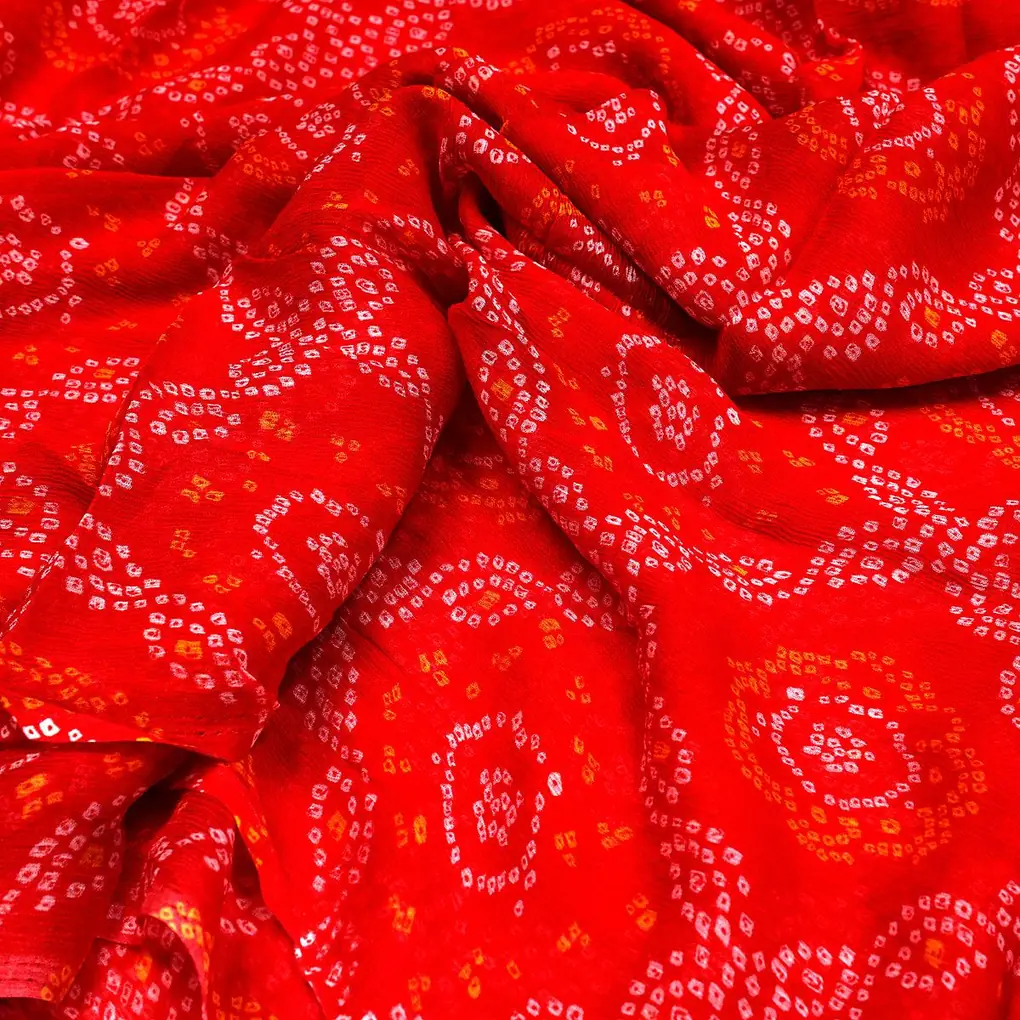 Attractive Seamless Bandhani Digital Printed Fabric - Pure Chiffon - Image 3