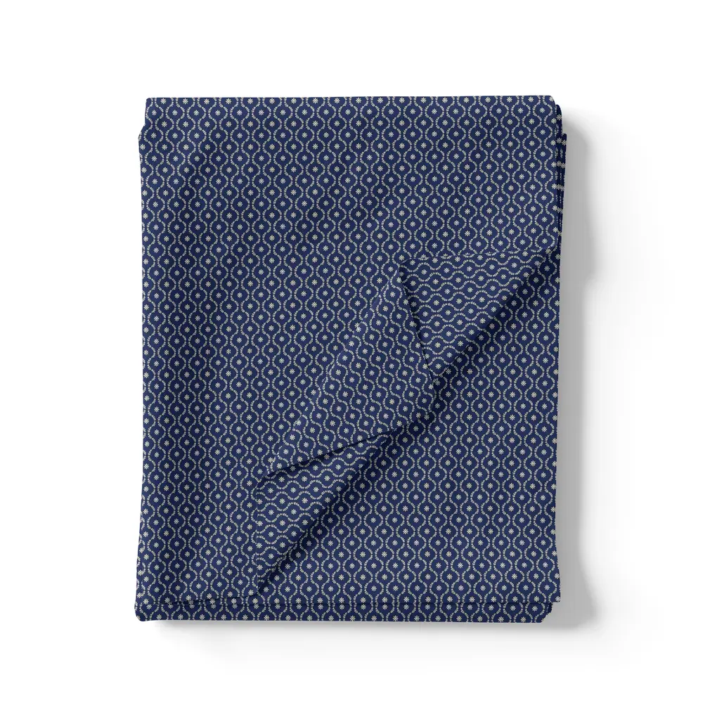 Attractive Tiny Blue Star Ogee Digital Printed Fabric - Image 3