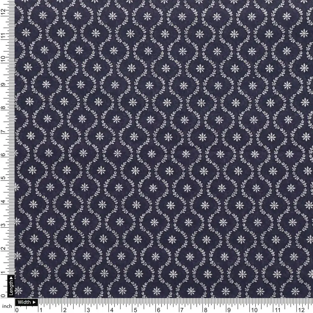 Attractive Tiny Blue Star Ogee Digital Printed Fabric - Pure Cotton - Image 4