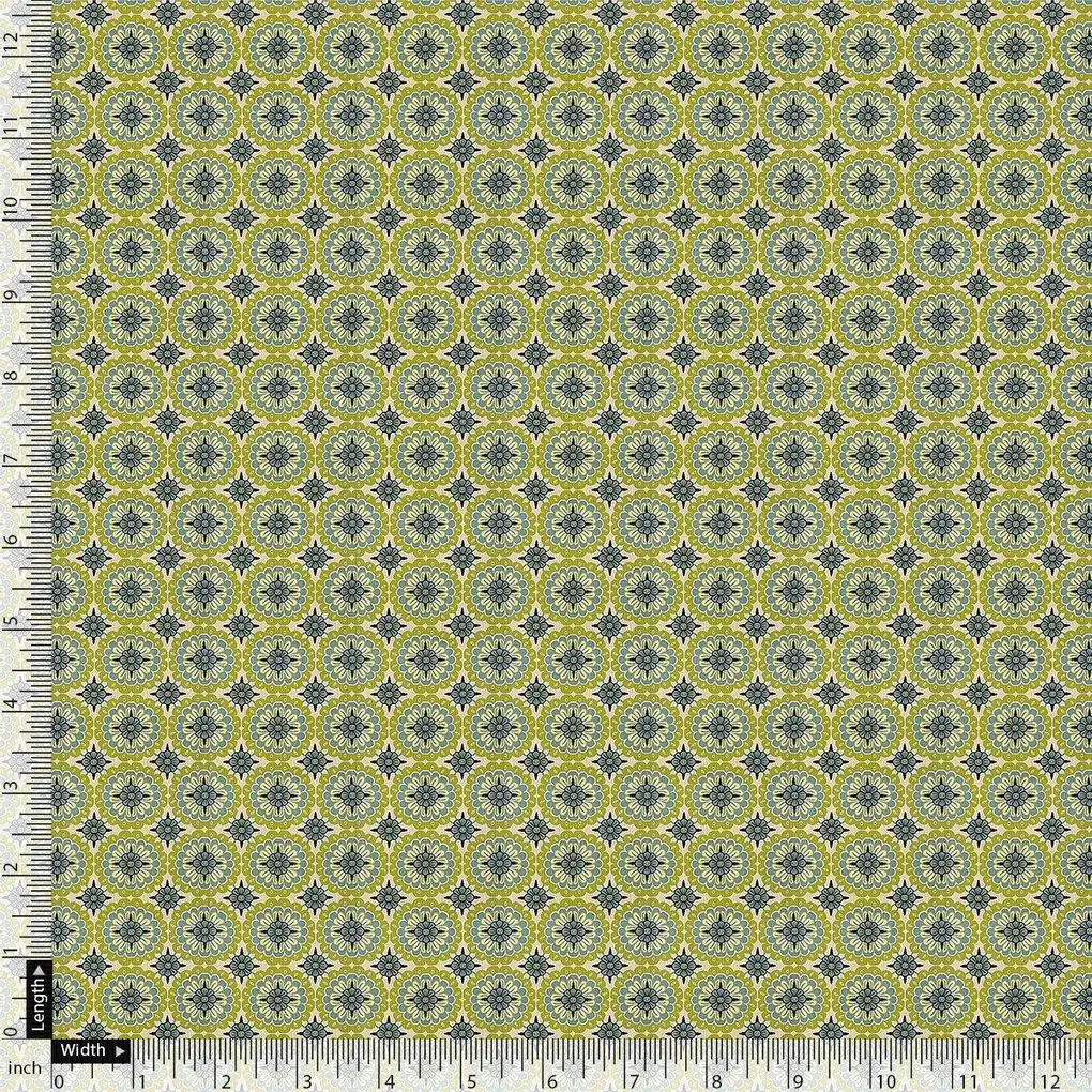 Attractive Tiny Green Link Flower Digital Printed Fabric - Image 4