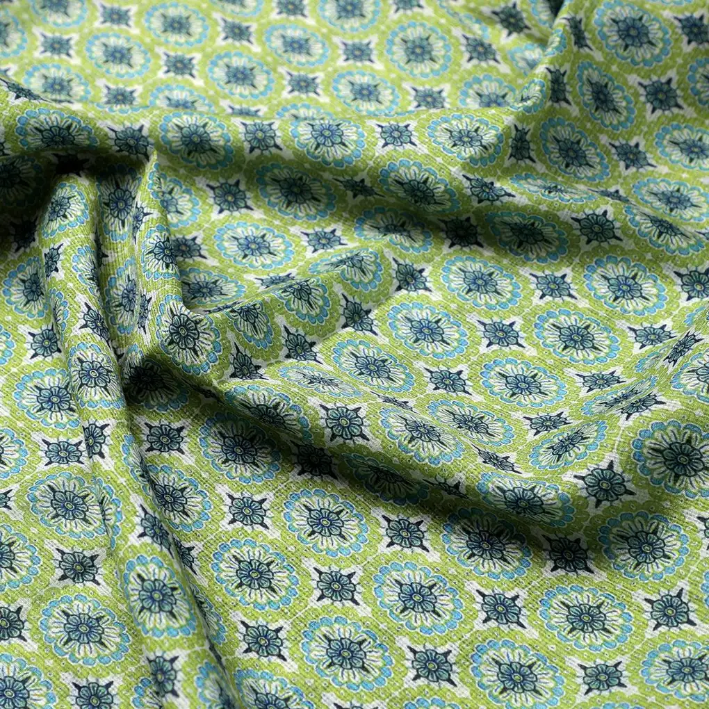 Attractive Tiny Green Link Flower Digital Printed Fabric - Kota Doria - Image 3